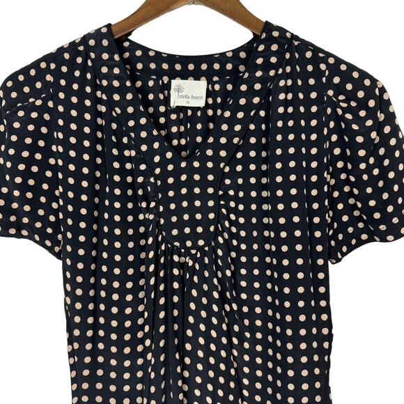 Stella Forest Anthropologie | EU 36 Black & Tank Polka Dot Silk Shift Dress - Picture 3 of 9
